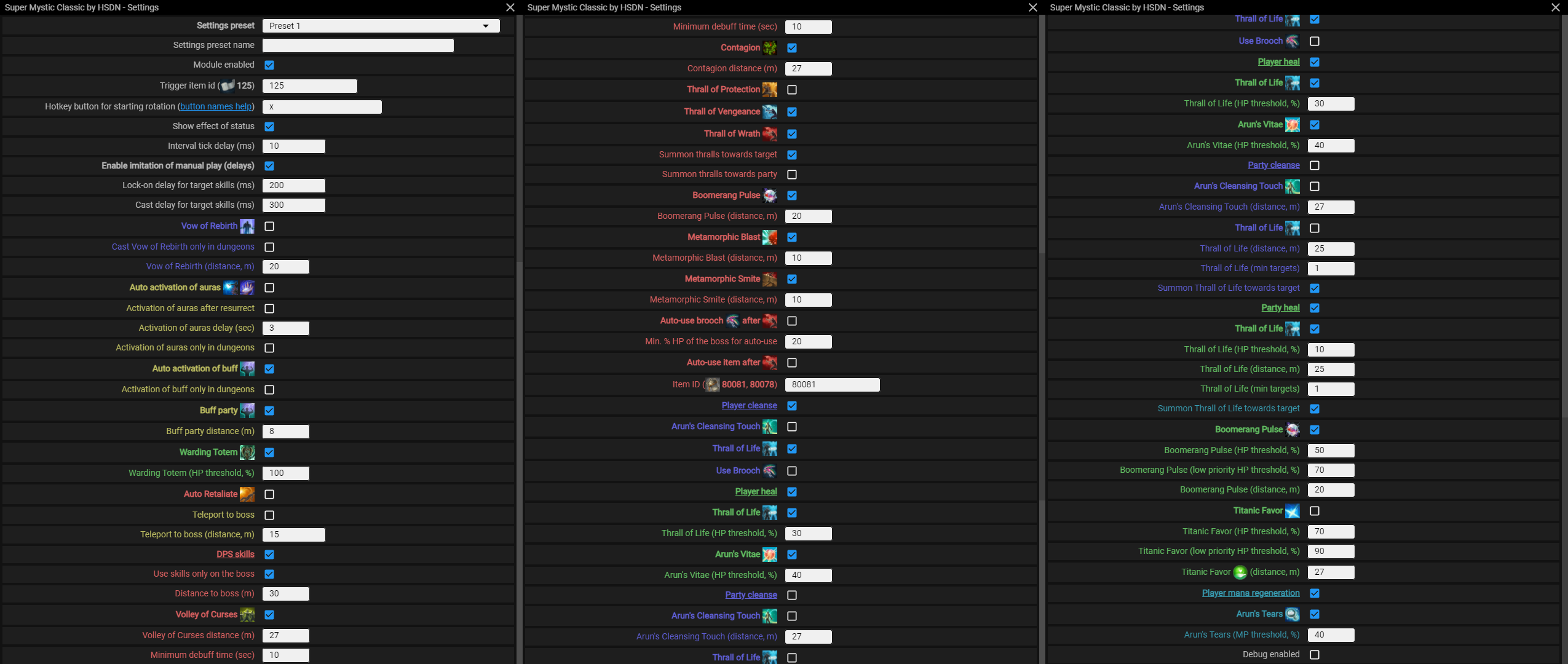 Menu screenshot Super Mystic (for Classic Patch) — Module menu